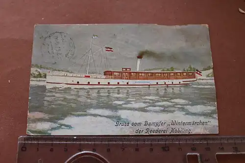 tolle alte Karte - Dampfer Wintermärchen Reederei Nobiling 1920