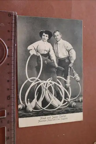 tolle alte Karte - Maud and James Cherber - American Hoop and Club Jugglers
