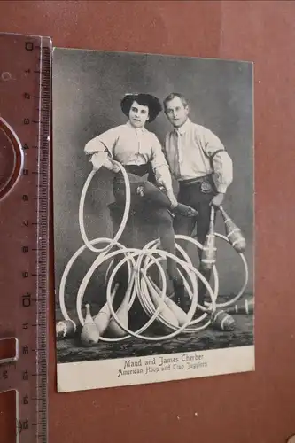 tolle alte Karte - Maud and James Cherber - American Hoop and Club Jugglers 