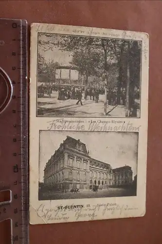 tolle alte Karte - St Quentin  Stadtpromenaden  1914