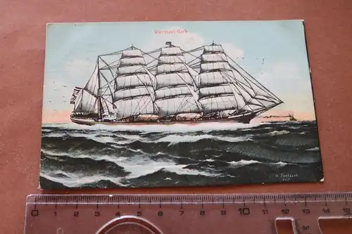 tolle alte Karte-  Segelschiff Viermast-Bark  1912