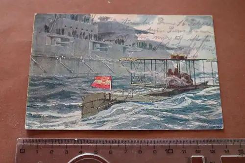 tolle alte Karte - Seeflugzeug beim Aufstieg KuK 