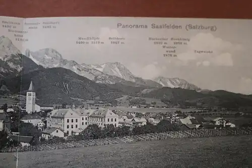 tolle alte Doppelkarte - Panoramakarte Saalfelden - Salzburg