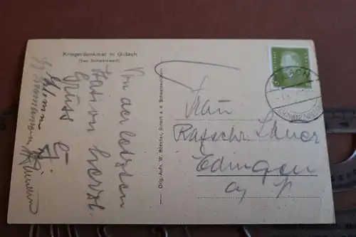 tolle alte Karte  Kriegerdenkmal in Gutach 20-30er Jahre 