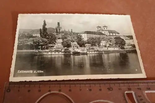 tolle alte Karte - Leitmeritz Ansicht, Raddampfer Leitmeritz   30-40er Jahre