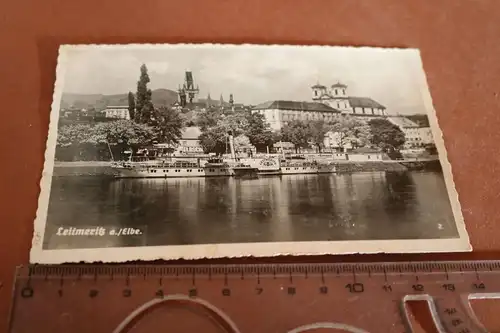 tolle alte Karte - Leitmeritz Ansicht, Raddampfer Leitmeritz   30-40er Jahre 