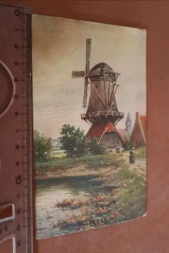 tolle alte Karte - Künstlerkarte ?  Windmühle - Ort ??? 1920-30 ???