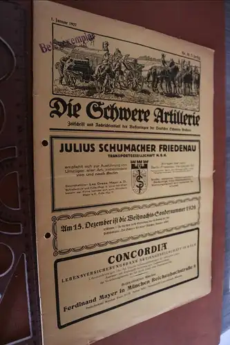 Die schwere Artillerie Zeitschrift und Nachrichtenblatt - Nr.10 , 1927  Belegexe