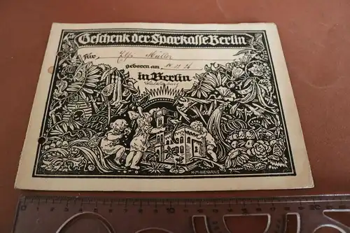 tolle alte Gutscheinkarte 3 Mark - Sparkasse Berlin - 20-30er Jahre