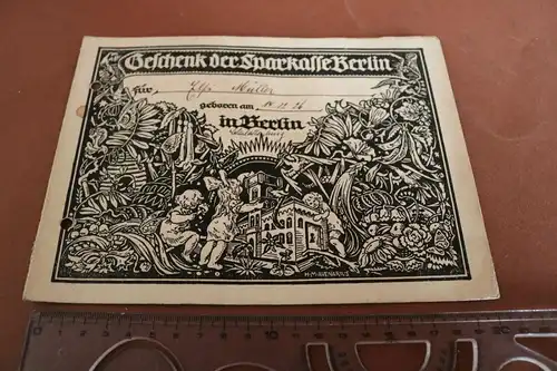 tolle alte Gutscheinkarte 3 Mark - Sparkasse Berlin - 20-30er Jahre 