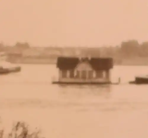 tolles altes Foto MS Bützfleth Strom u. Hafenbau mit Hausponton 50-60er Jahre 