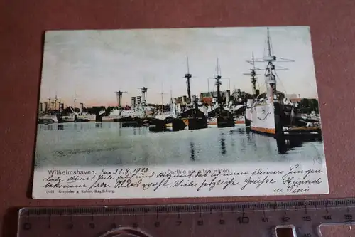 tolle alte Karte Wilhelmshaven  - Parthie am alten Hafen  1903