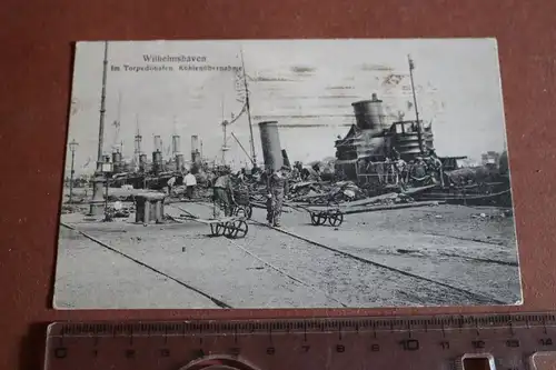 tolle alte Karte Wilhelmshaven  - Torpedohafen Kohlenübernahme 1918