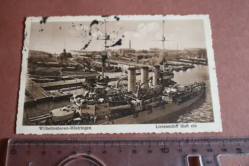 tolle alte Karte Wilhelmshaven  Rüstringen - Linienschiff läuft ein 1927