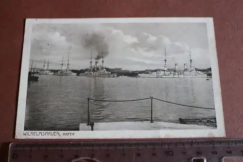 tolle alte Karte Wilhelmshaven  Kriegsschiffe Hafen 1915