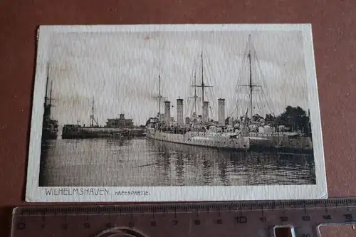 tolle alte Karte Wilhelmshaven  - Hafenpartie - 1909