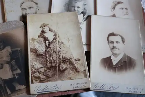 14 tolle alte Kabinettfotos - Portraits - Swansea , London - UK - 1880-1910 ?