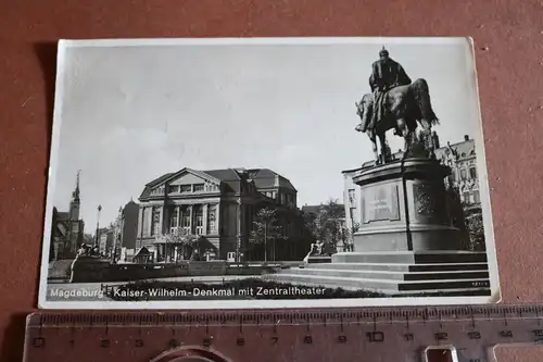 tolle alte Karte - Magdeburg Kaiser Wilhelm Denkmal mit Zentraltheater  30-40er