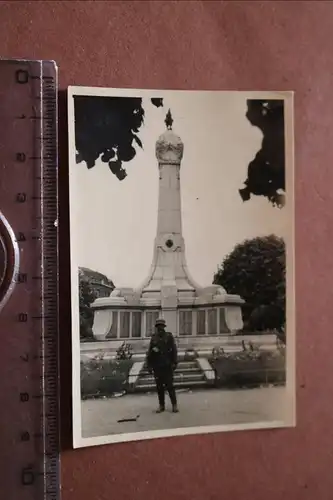 altes Foto Soldat vor großen Ehrendenkmal - mit Wildschweine - Ort ??