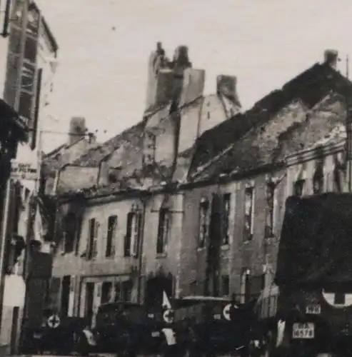 altes Foto -Sanitätsfahrzeuge - Frankreich Rue Letivant - Café du coin