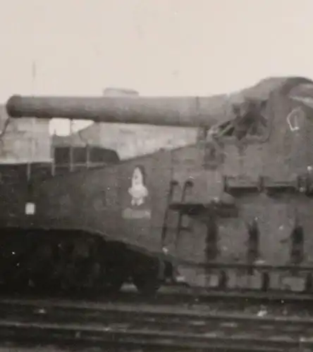 tolles altes Foto - französisches Eisenbahngeschütz - 