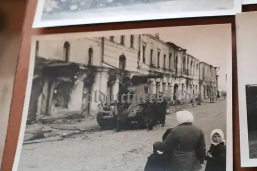 12 alte Fotos - Zerstörung , Panzer, Flugzeuge Gebäude - Raum Smolensk