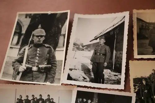 neun alte Fotos - Gruppenfotos Soldaten  , Portraits 