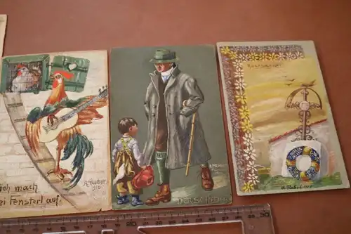 fünf handgemalte Postkarten - signiert A. Probst - München 1909-1910