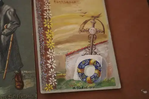fünf handgemalte Postkarten - signiert A. Probst - München 1909-1910