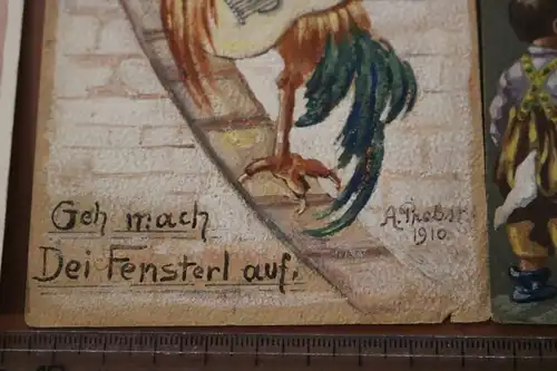 fünf handgemalte Postkarten - signiert A. Probst - München 1909-1910