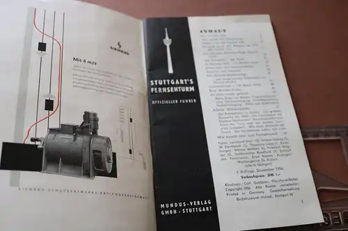 tolles altes Heftchen - Stuttgart´s Fernsehturm - offizieller Führer 1956