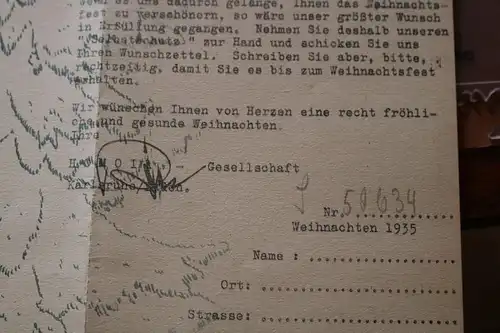 toller alter Weihnachtsgruss der Firma Homoia Gesellschaft Karlsruhe 1935