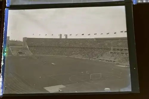 drei tolle alte Negative - Olympiastadion 1936 - Fußball und Parkplatz