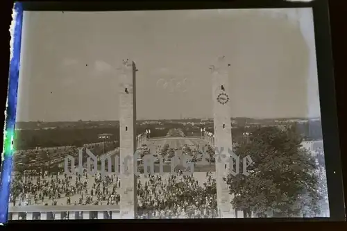 drei tolle alte Negative - Olympiastadion 1936 - Fußball und Parkplatz