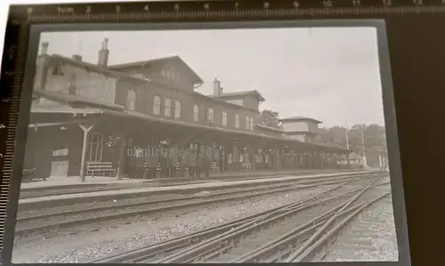 tolles altes Negativ - Bahnhof Dissen-Bad Rothenfelde  20-30er Jahre