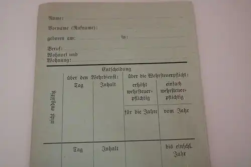 alte Karte über die Entscheidung Wehrdienst - Wehrsteuerpflicht ? 30er Jahre ?