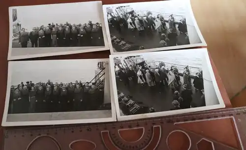 vier  alte Fotos - Rettungsübung auf Passagierdampfer - 30er Jahre ?? Bremen