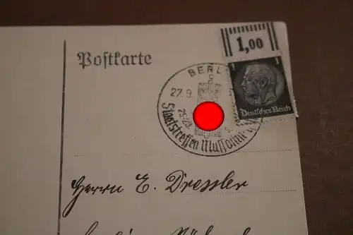 alte Postkarte - Hindenburgmarke - Sonderstempel - Staatsbesuch