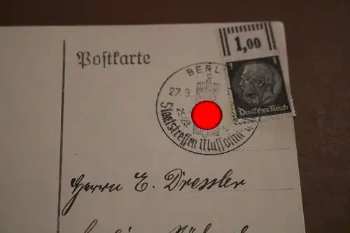 alte Postkarte - Hindenburgmarke - Sonderstempel - Staatsbesuch 