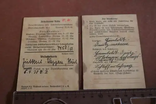 eine alte Besuchskarte für das Arbeitsamt Köln - 1938 