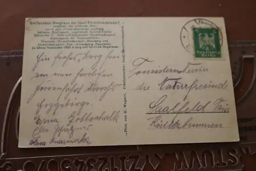 tolle alte Karte -  Greifenstein-Berghaus der Stadt Ehrenfriedersdorf  20er Jahr