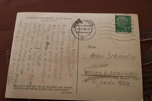 tolle alte Karte - Jugendherge Duisburg - 1956
