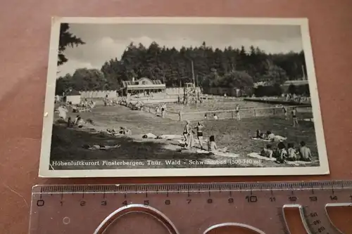 tolle alte Karte - Schwimmbad Finsterbergen Thür. Wald  50er Jahre