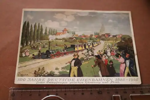 tolle alte Karte - 100 Jahre Deutsche Eisenbahn -1835-1935