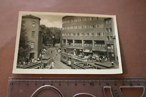 tolle alte Karte -  Holzmarkt in Jena - Strassenbahn 1955