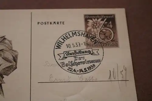 alte Ganzsache - WHW - 1938-39 - Sonderstempel Wilhelmshaven 