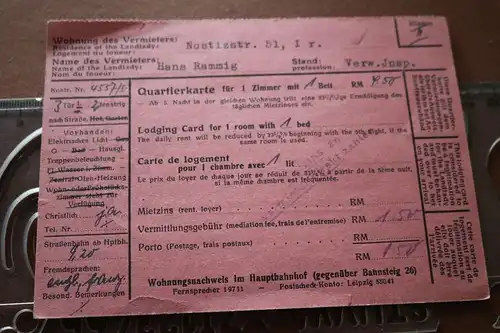 alte Quartierkarte - Wohnungsnachweiss im Hauptbahnhof Leipzig ?? 30-40er Jahre 