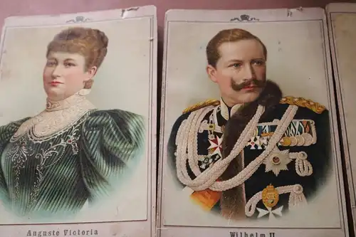 drei tolle alte farbige Kabinettbilder  Kaiser Wilhelm II, Kronprinz u. Auguste