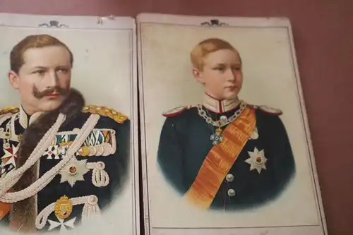 drei tolle alte farbige Kabinettbilder  Kaiser Wilhelm II, Kronprinz u. Auguste