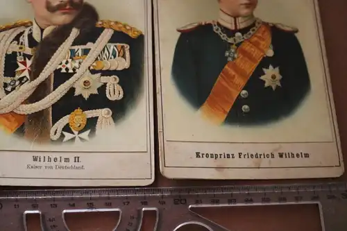 drei tolle alte farbige Kabinettbilder  Kaiser Wilhelm II, Kronprinz u. Auguste